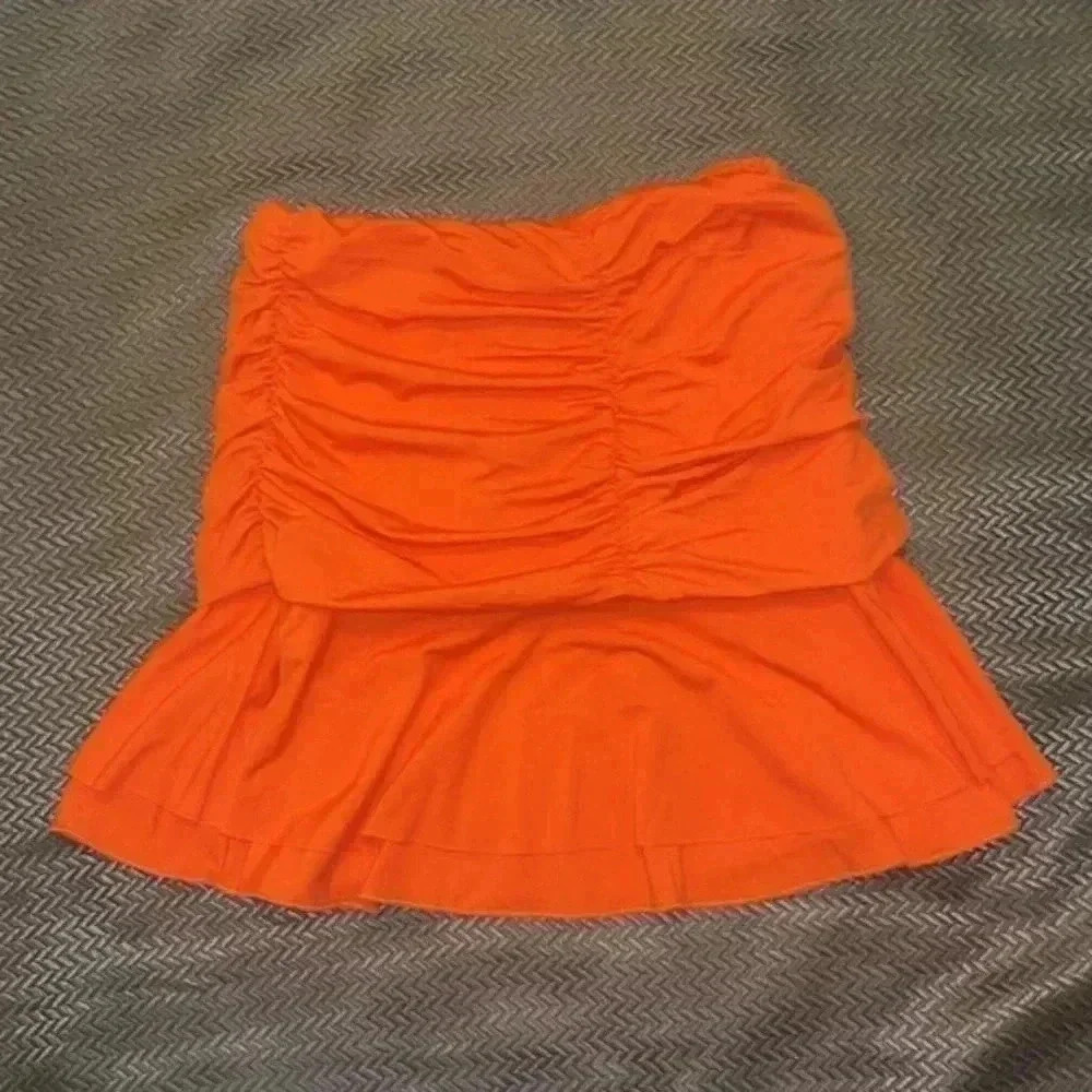 Easisi M Size L Orange Stretchy Ruffled Skirt Size Small NWT - Picture 4 of 7